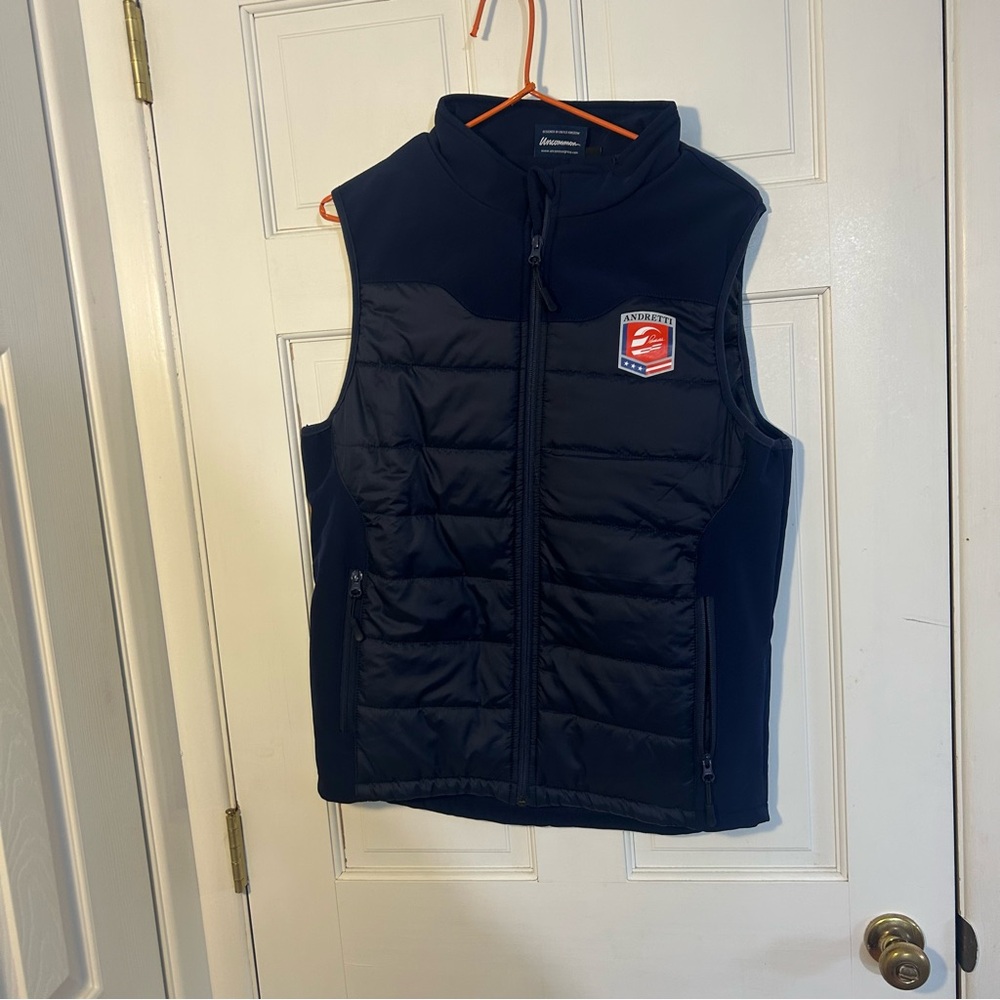 Navy Quilted Men's Vest with Softshell Sides
